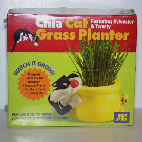 Chia Cat Planter Featuring Sylvester And Tweety New In Sealed Box - Picture 2 of 3